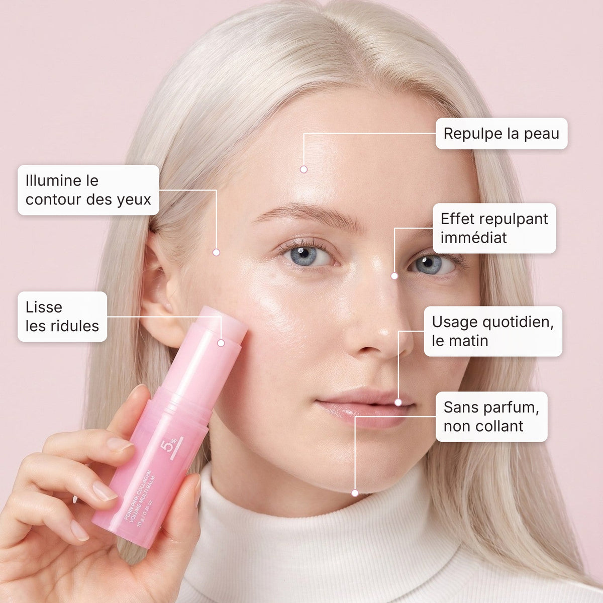Repulpe la peau, illumine le contour des yeux et lisse les ridules : effet repulpant immédiat