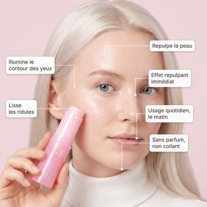 Repulpe la peau, illumine le contour des yeux et lisse les ridules : effet repulpant immédiat